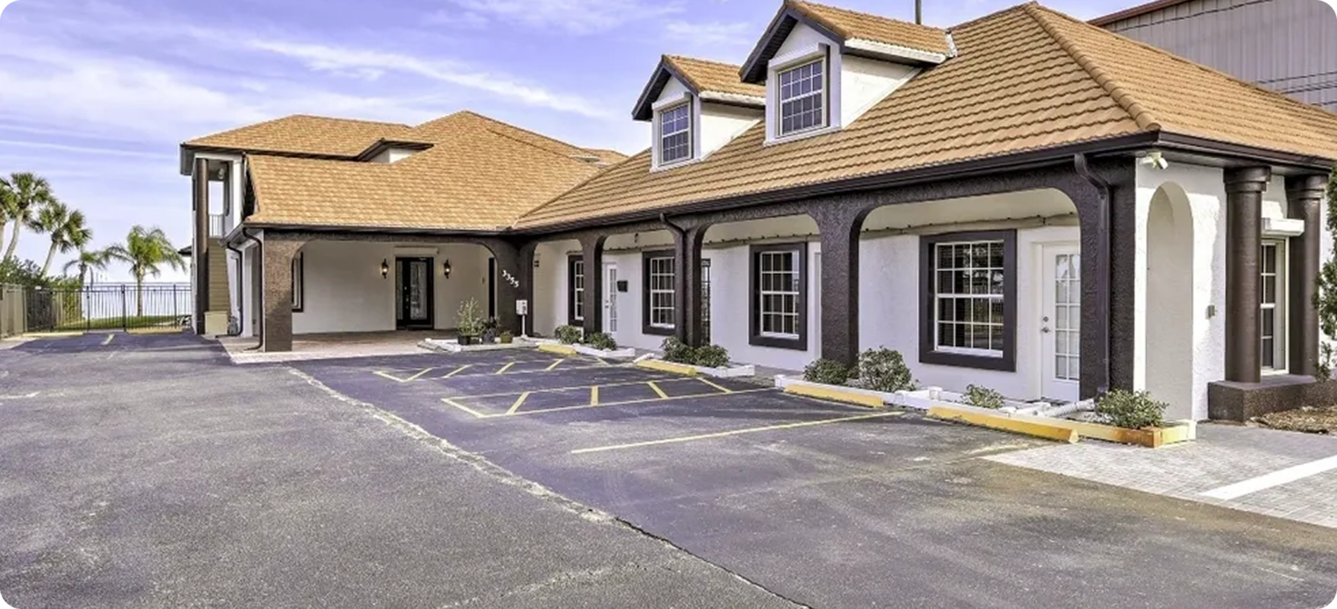 Residential building with parking area