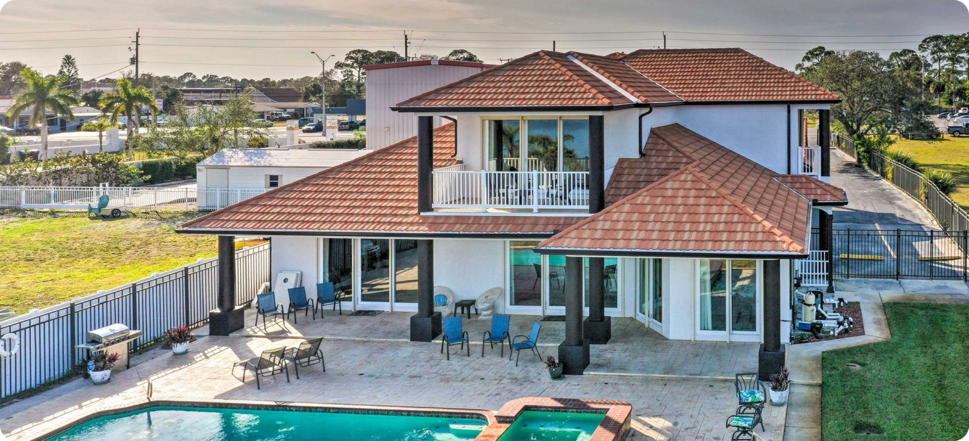 Spacious backyard with swimming pool